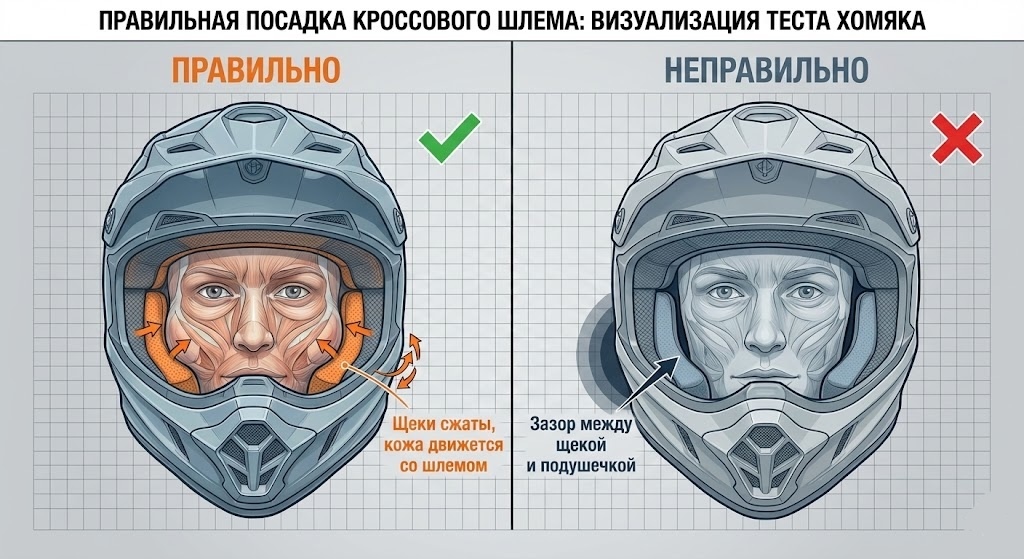 Правильная и неправильная посадка шлема