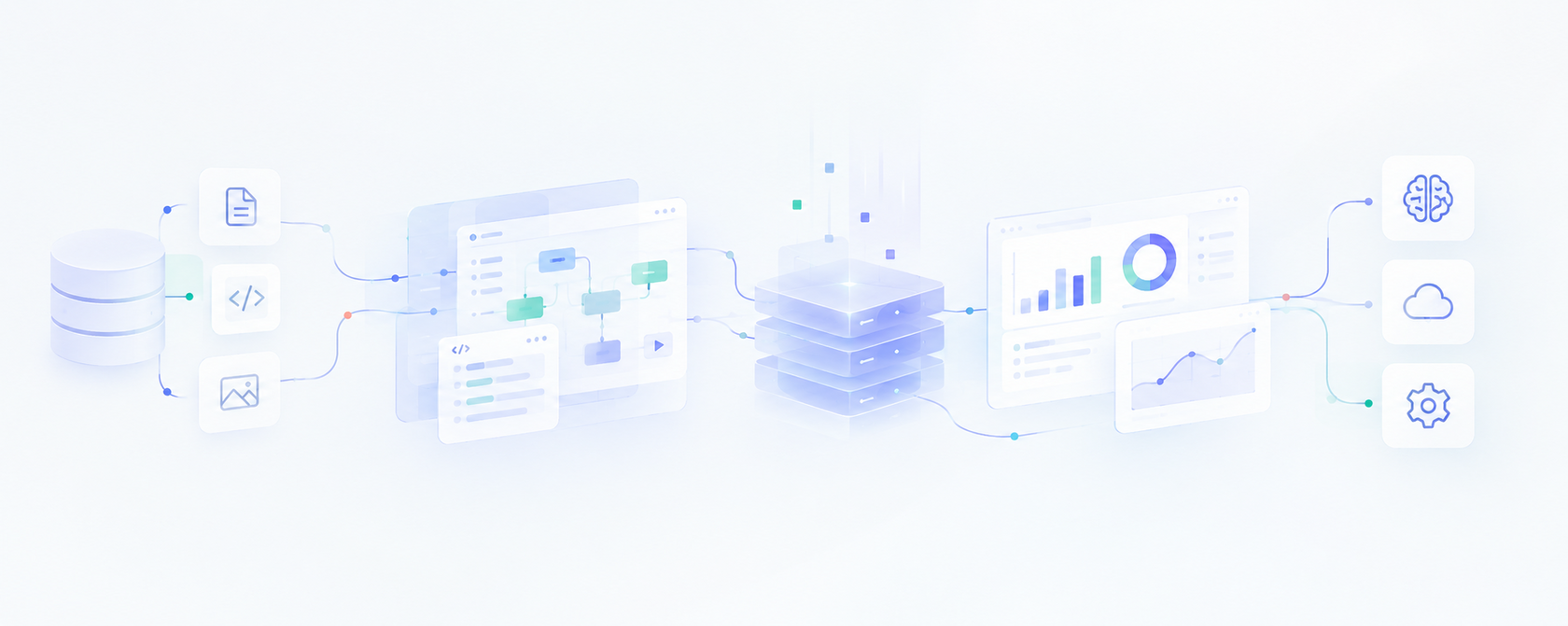 Изометрическая иллюстрация серверов обработки данных