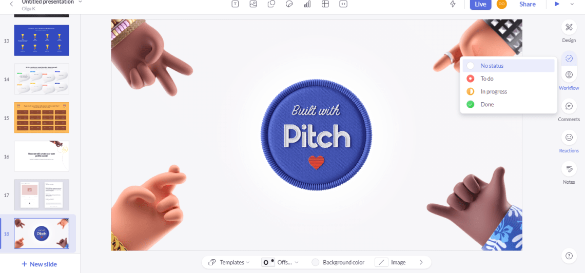 статусы в Pitch