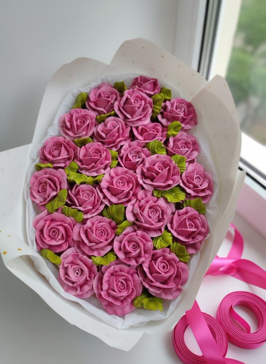 Букет из кустовых розочек из зефира VIP №6 2