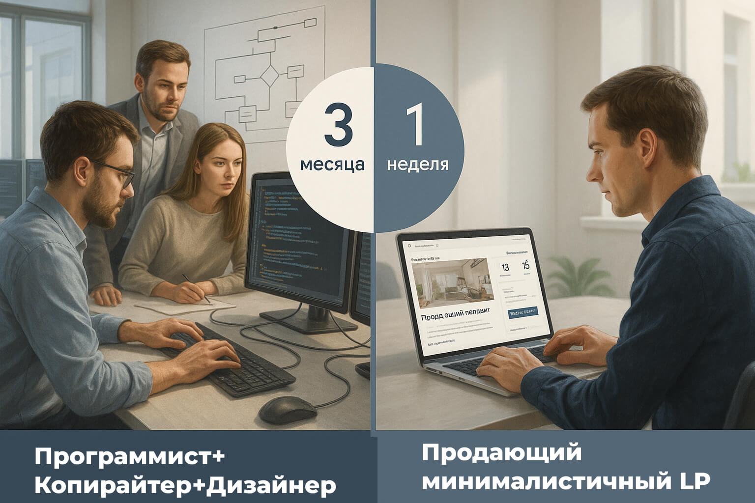 сайт, лендинг на коде, самописный сайт или конструктор