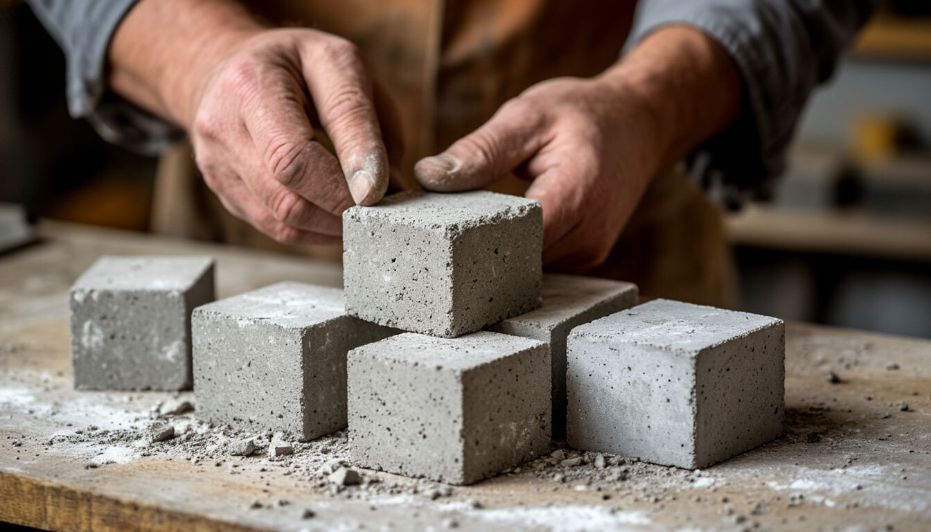 Испытание кубов образцов бетона