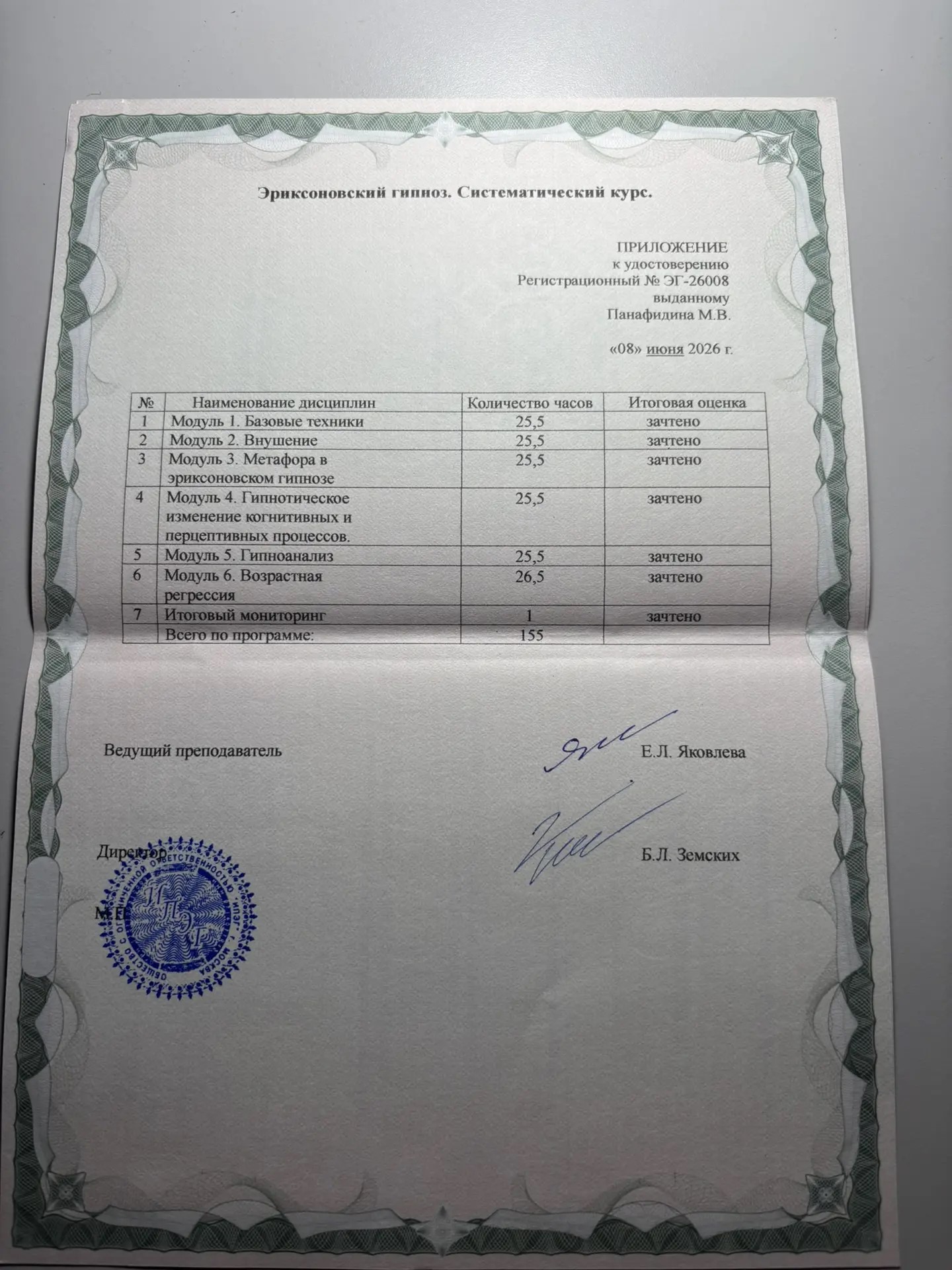 Диплом Марины Панафидиной