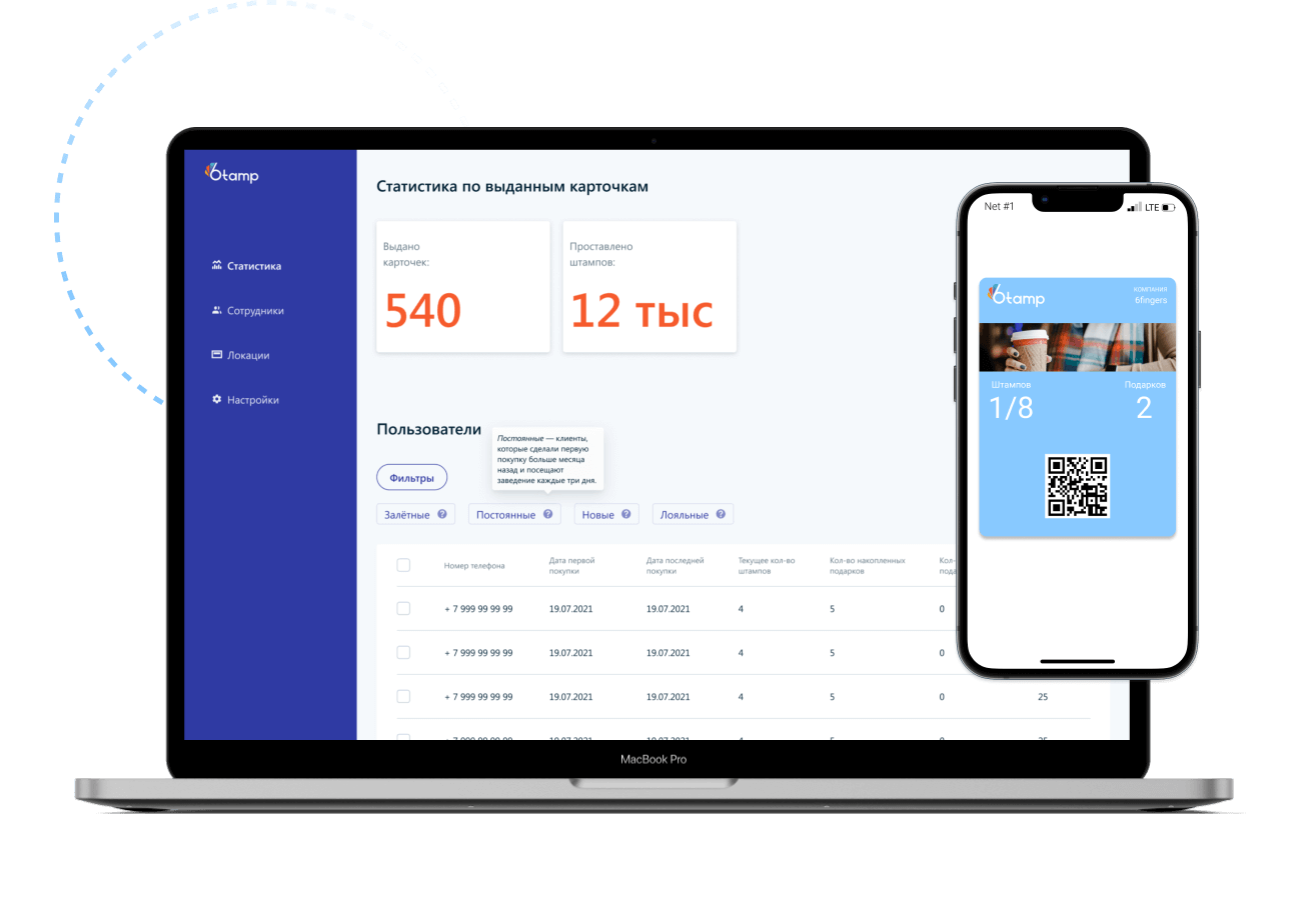 Личный кабинет со статистикой и карта 6tamp