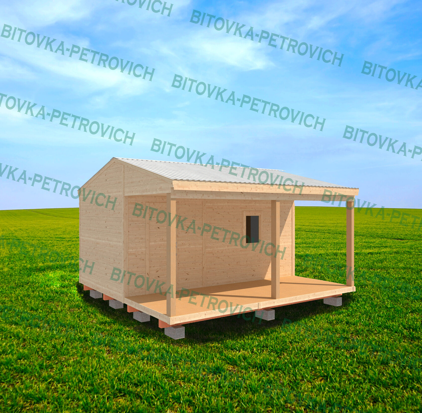 Бытовка для дачи 5х3 м (утепленная) + веранда 5х2 м