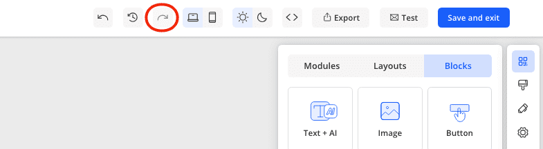 Click the redo button to redo your last edit