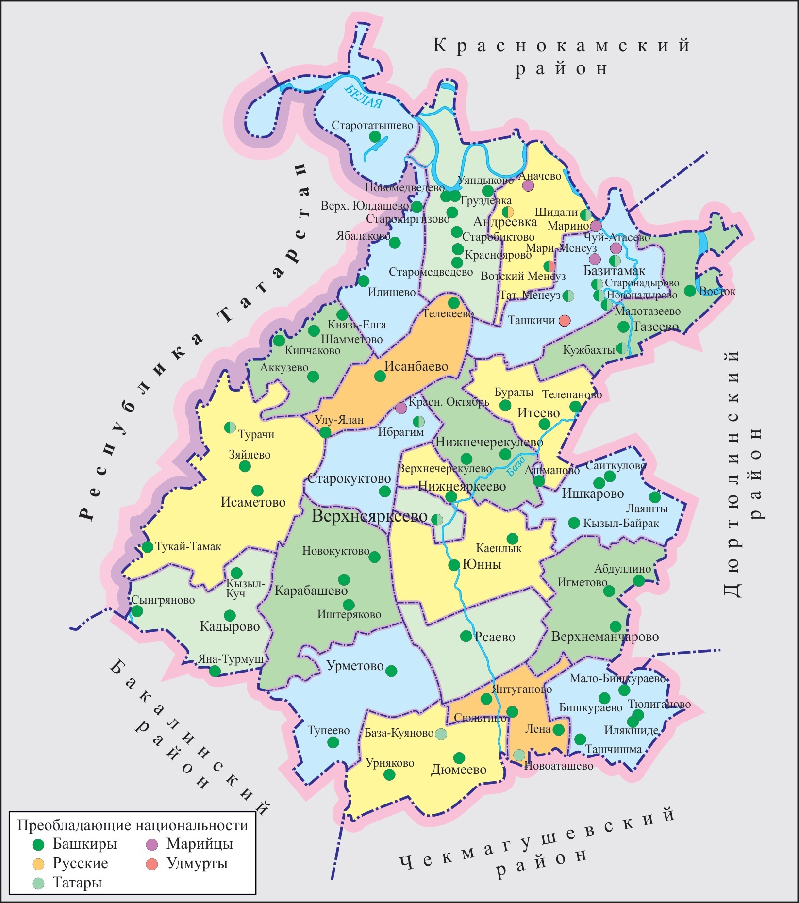 Карта башкирии с границами районов