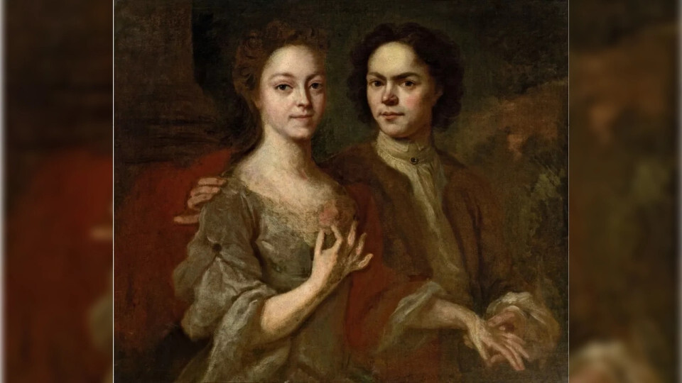 Матвеев В.М. Автопортрет с женой. 1729 Изображение сайта: https://rusmuseumvrm.ru