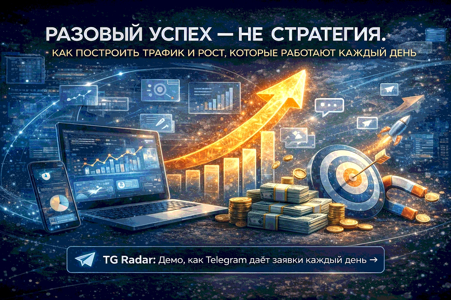 РАЗОВЫЙ УСПЕХ — НЕ СТРАТЕГИЯ. КАК ПОСТРОИТЬ ТРАФИК И РОСТ, КОТОРЫЕ РАБОТАЮТ КАЖДЫЙ ДЕНЬ