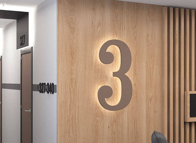 Световая вывеска для нумерации этажей