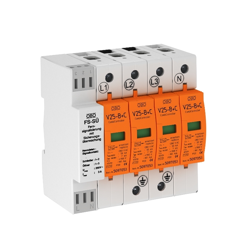Защита от перенапряжения. Разрядник перенапряжения v20-c 2-280в артикул 5094621 OBO BETTERMANN. УЗИП В-25 Тип ,марка. Комбинированное УЗИП. УЗИП для опор освещения обо Беттерманн.
