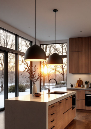 Кухня с мойкой у окна