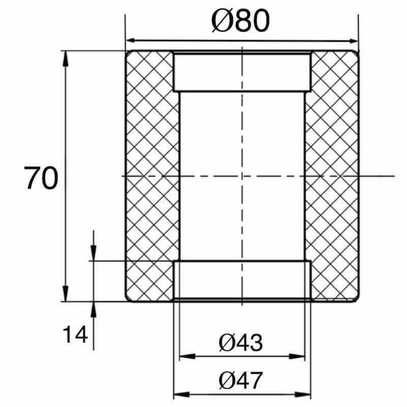 Ролик Ø80x70 мм., полиуретановый, для рохли - М-Пласт