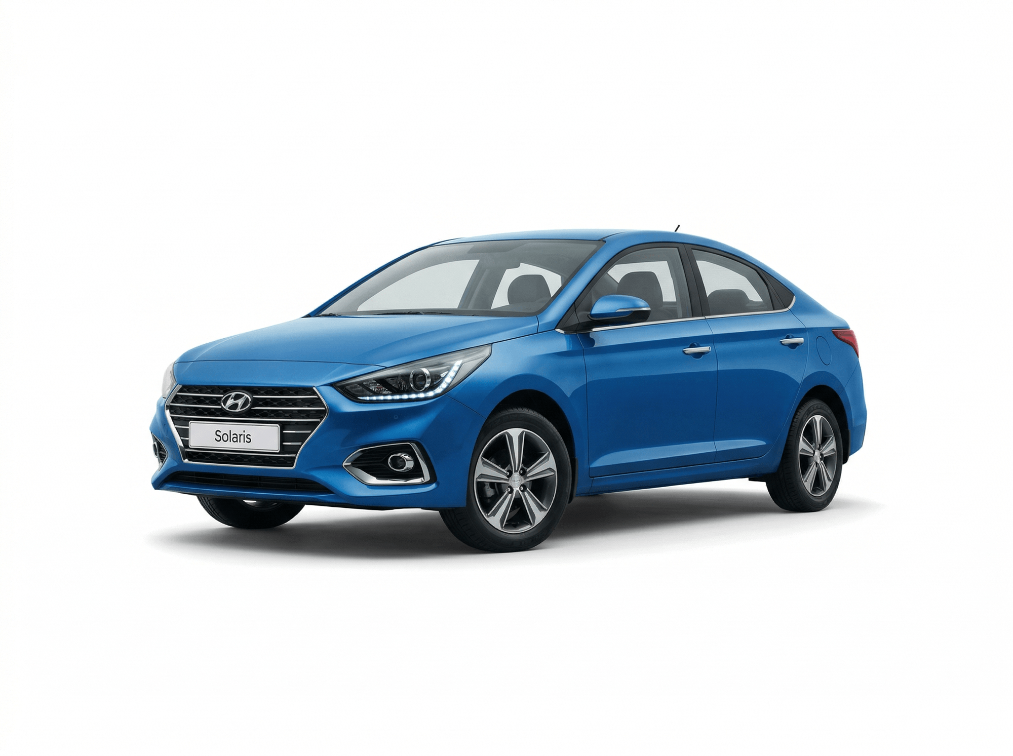 Hyundai Solaris 2017–2022 второе поколение: угловатый дизайн, светодиодные ходовые огни в форме бумеранга, увеличенная колесная база