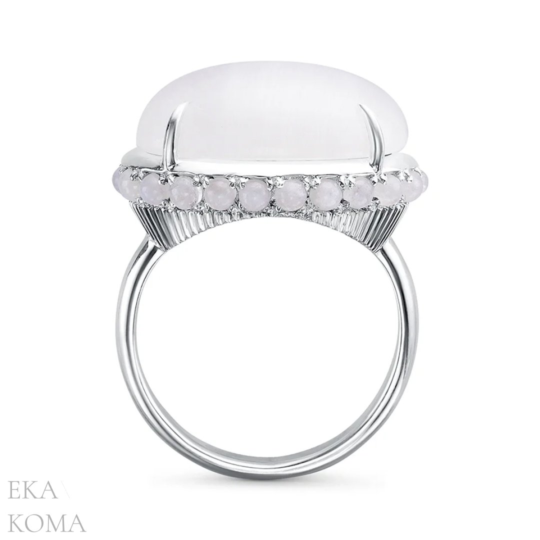 Кольцо «В тумане» с овальным камнем