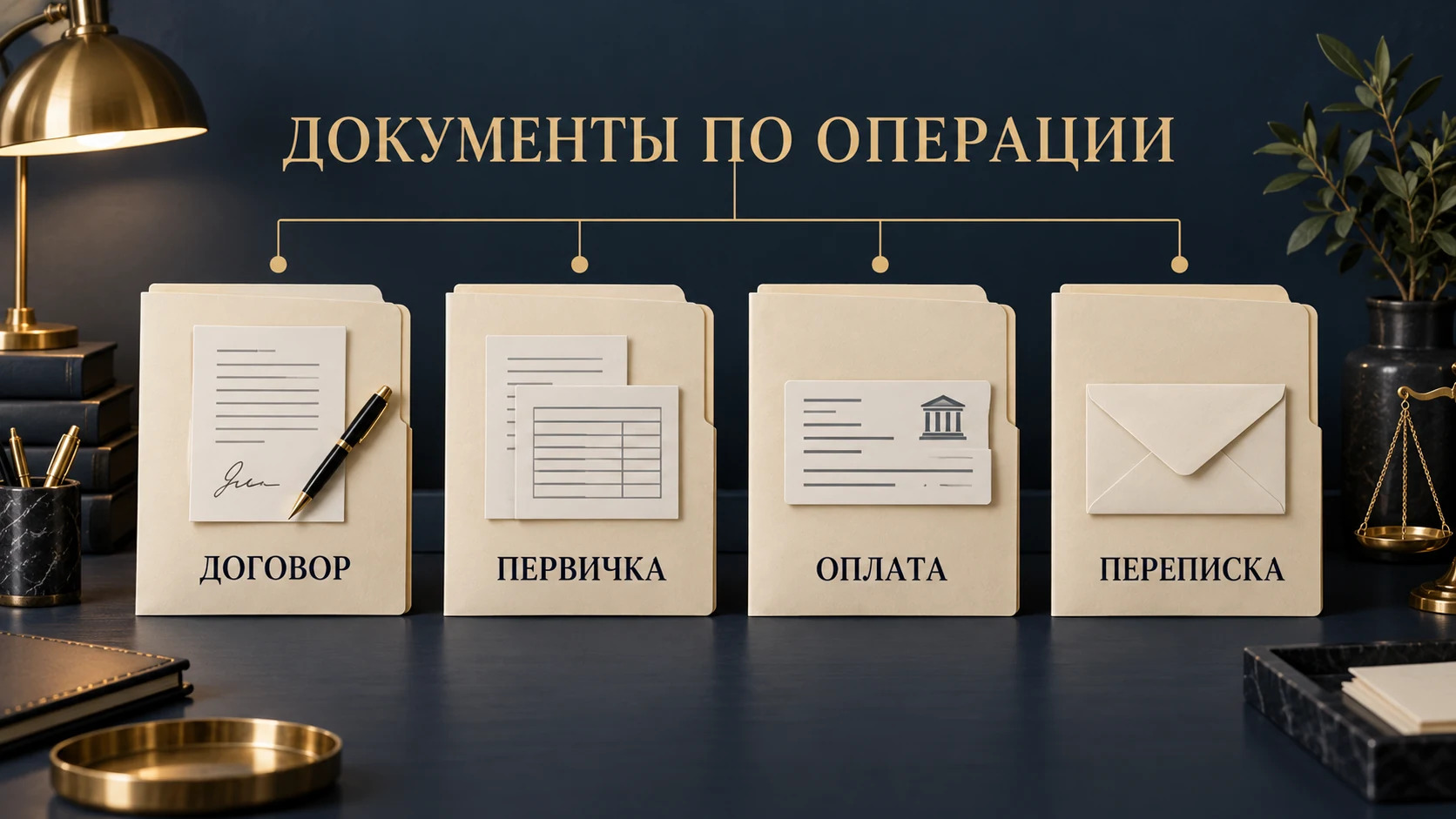 Концептуальная схема документов одной операции: договор, первичные документы, оплата и переписка