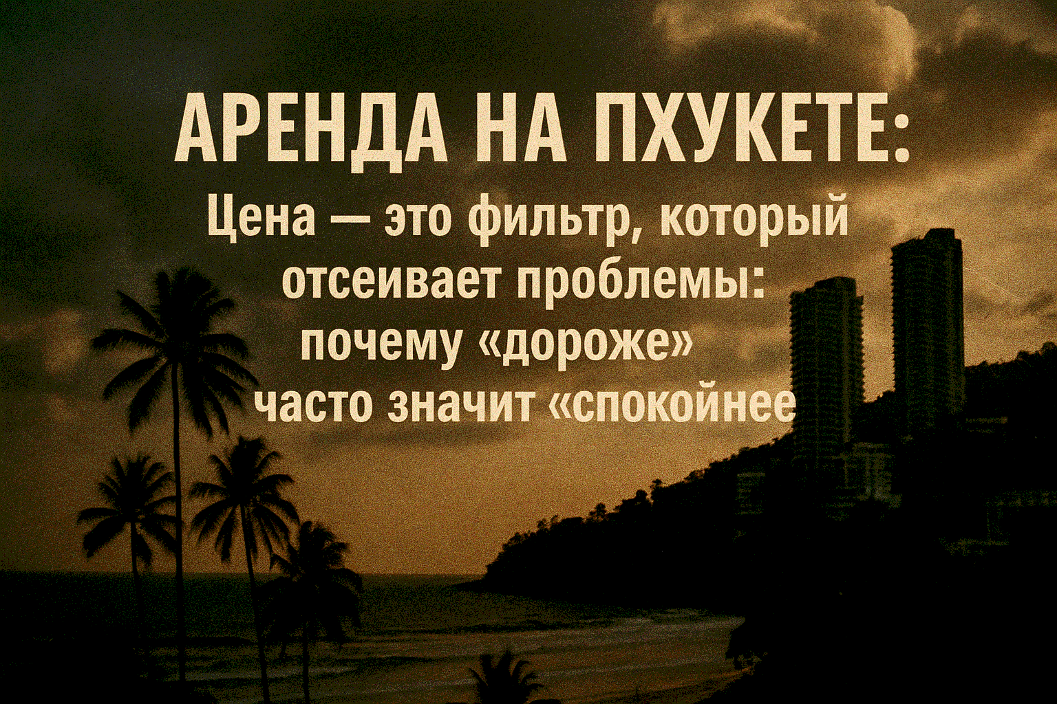 Цена — это не враг, а ориентир  Многие воспринимают цену как барьер, но на самом деле она работает как фильтр, отсекающий то, что может испортить отдых. На Пхукете разница в цене — это не просто “наценка за локацию”, это показатель уровня, сервиса и стаби