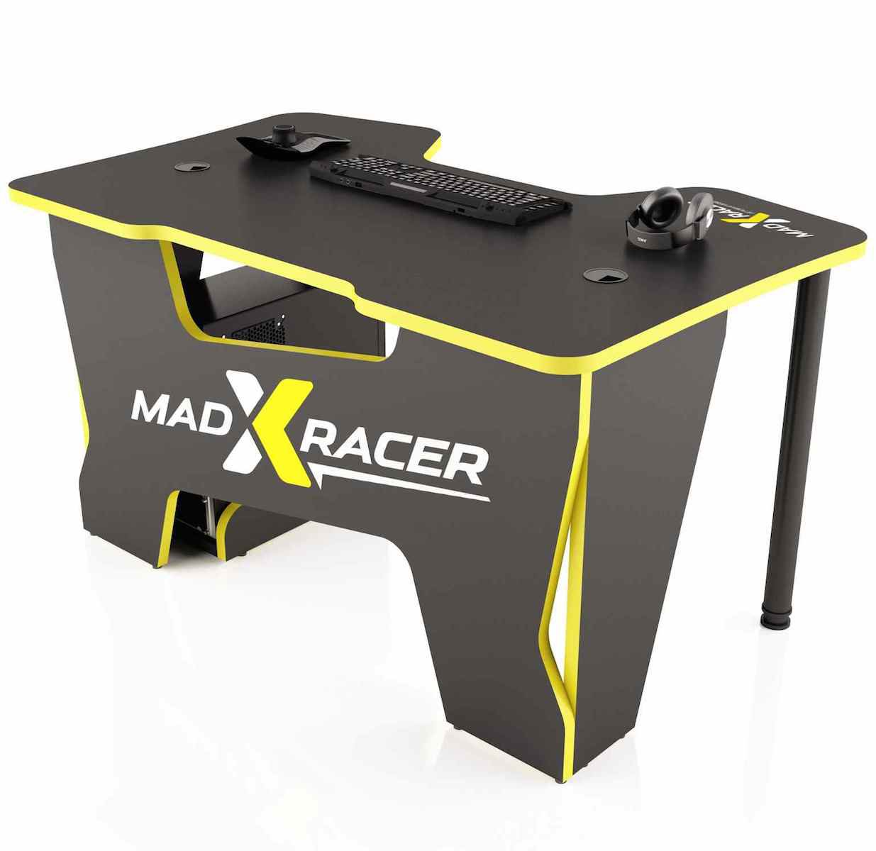 Игровой стол MADXRACER Comfort gt, ШХГ: 120х87 см, цвет: черный с зеленой кромкой
