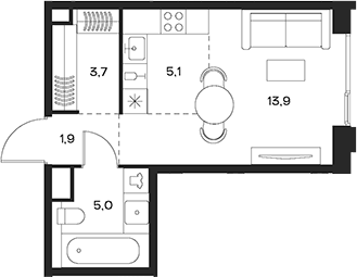 Студия 25,9 м²