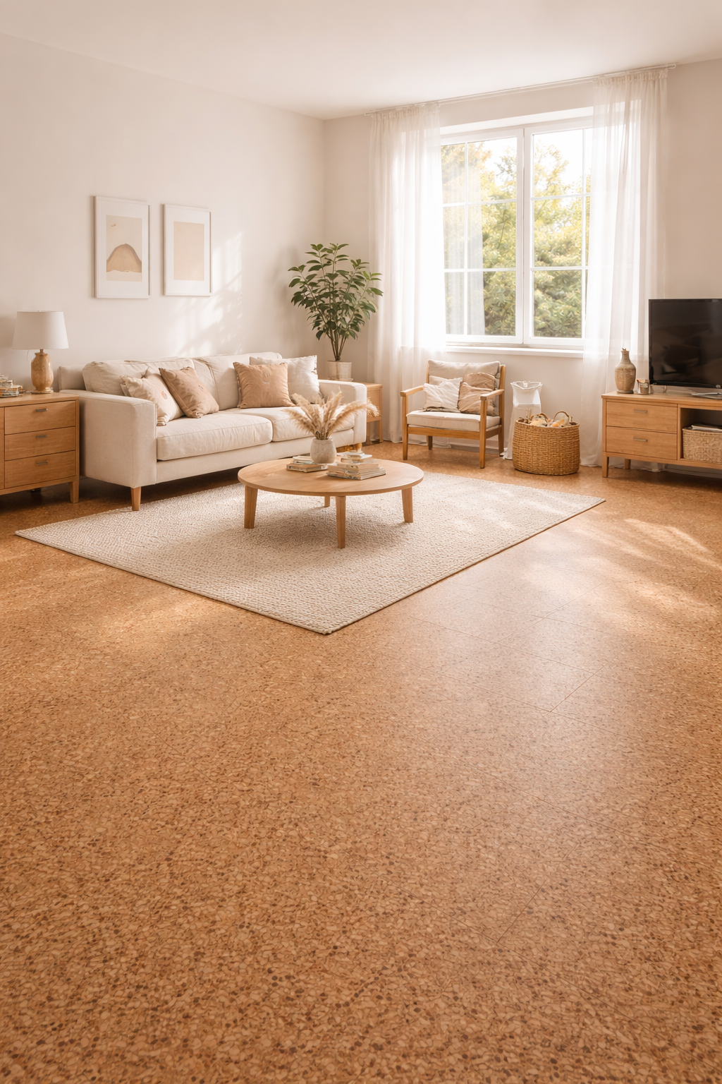 Пробковый пол в гостевой комнате