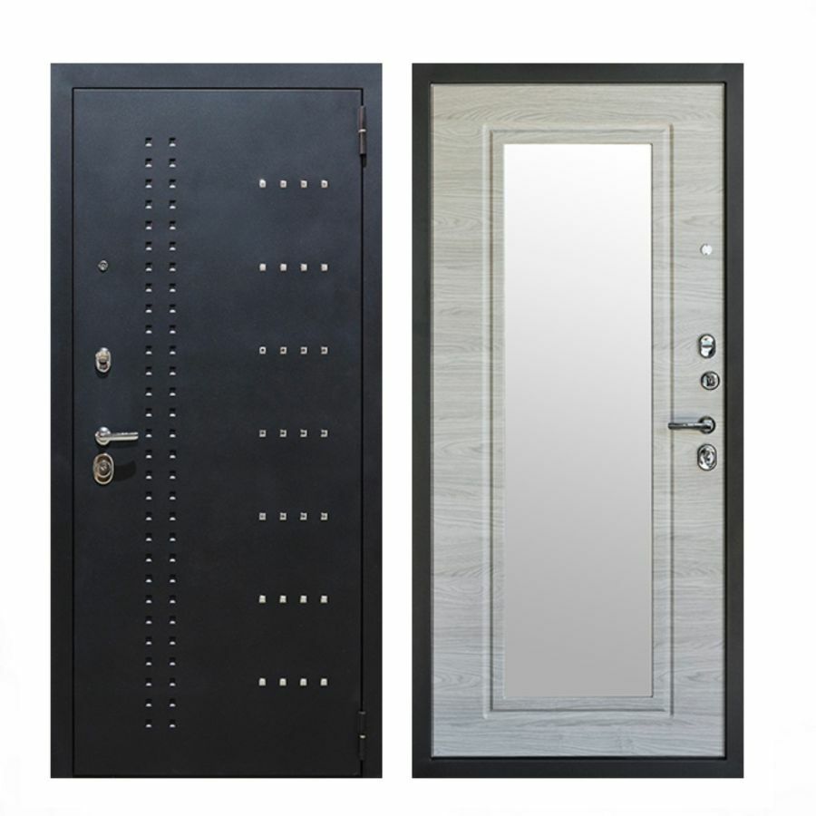 Дверь внутренняя с зеркалом 860 x 2000 / Черный муар