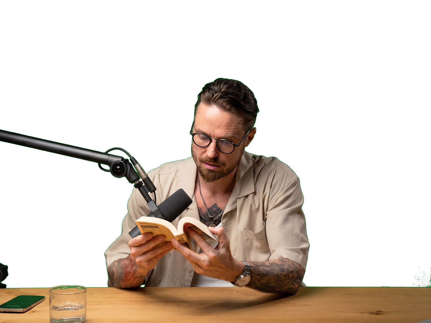 Host recording in front of the green screen