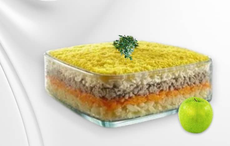 Салат «Мимоза» с яблоком и сыром