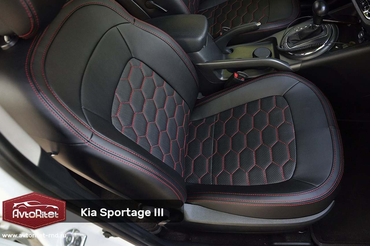 Каркасные чехлы на сиденья Kia Sportage 3, модельные из экокожи, фото  салона, заказать с установкой, отзывы