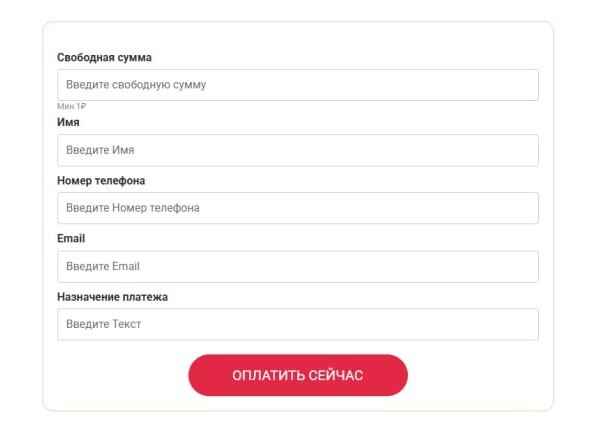 Платёжная форма со свободной суммой: клиент вписывает сам - фото