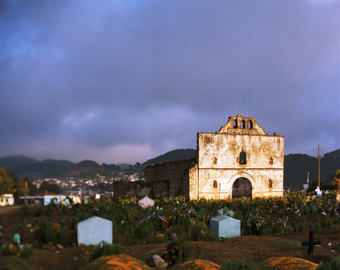 San Juan Chamula. Cemetery. Mexico. Color Negative 4×5 inch.