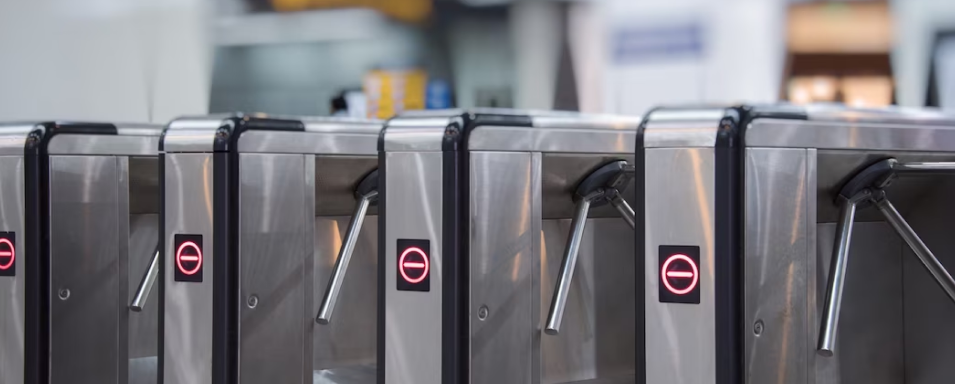 Free photo ticket barriers at subway entrance