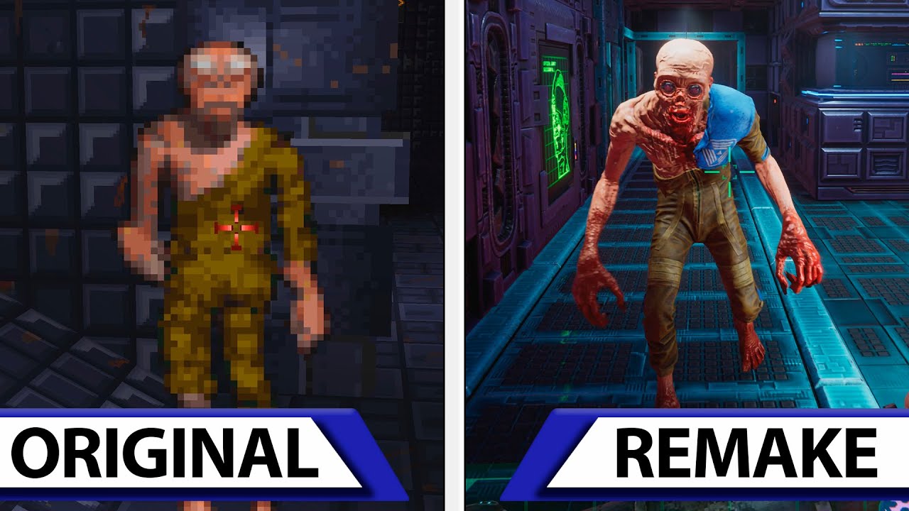 Сравнение оригинальной System Shock и ремейка Nightdive Studios.