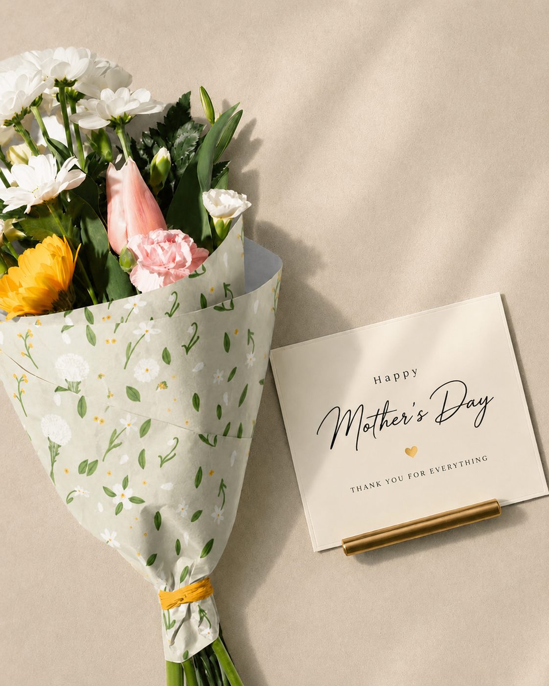 Mother’s Day bouquet with note card for flower delivery in Morocco