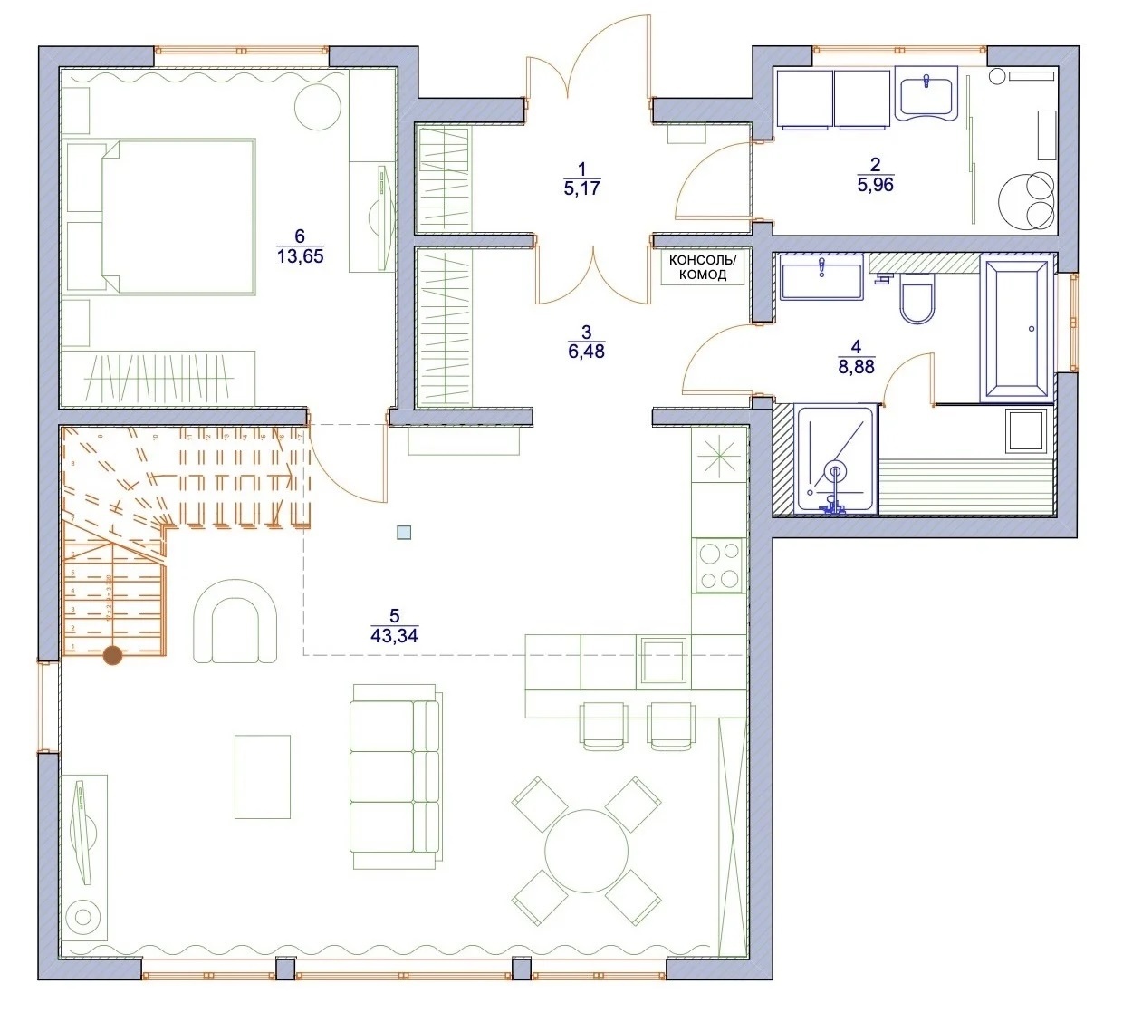 Планировка 1 этаж
