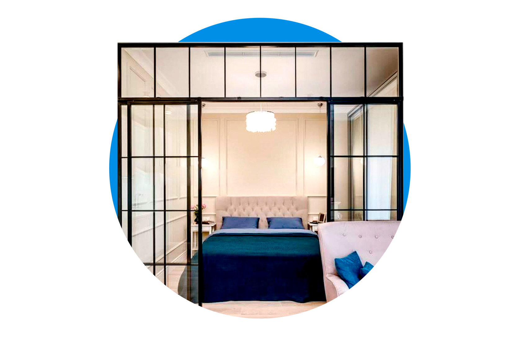 Раздвижная лофт межкомнатная перегородка в стиле LOFT