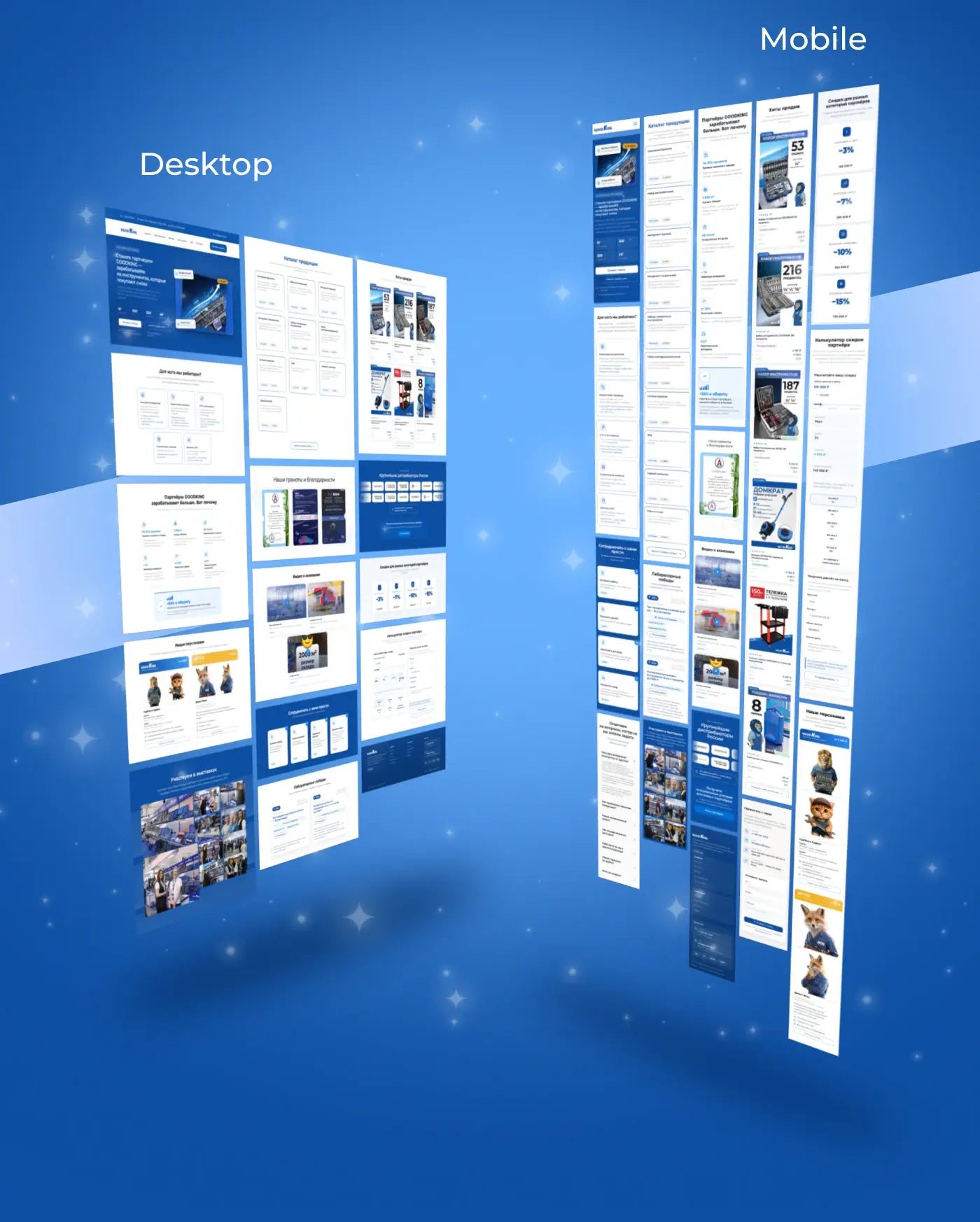 Полные макеты Desktop и Mobile: визуализация всех экранов B2B-платформы