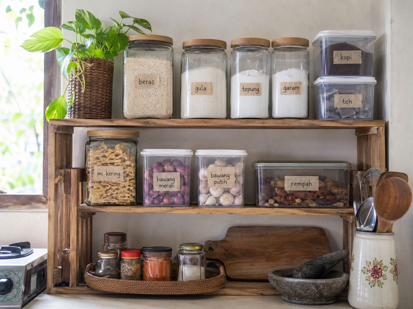 stoples bening untuk menyimpan beras gula tepung dan bumbu dapur