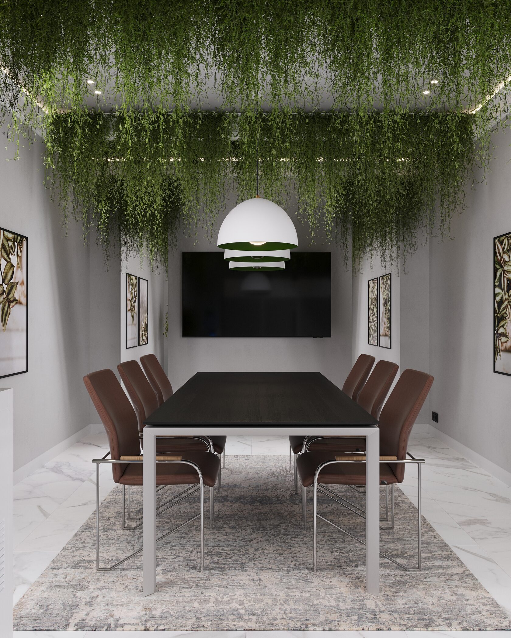 Растения с потолка. Как мы сделали переговорную в офисе