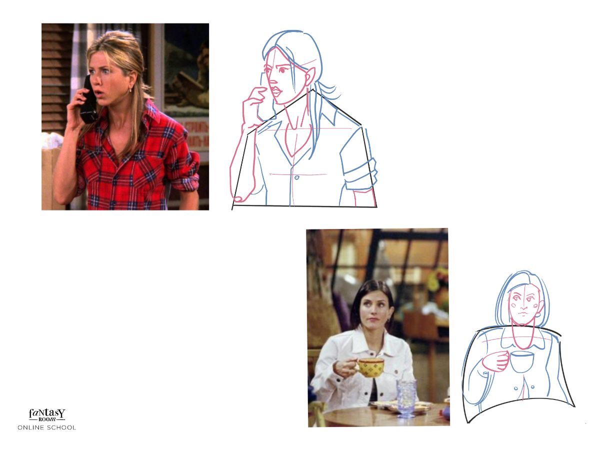 How to draw people from reference using simple geometric shapes