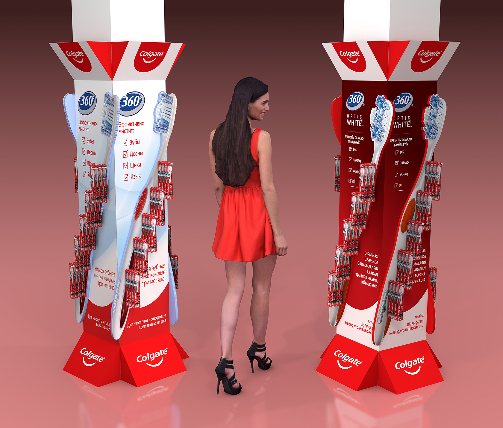 Дисплеи Colgate 360° на колоннах