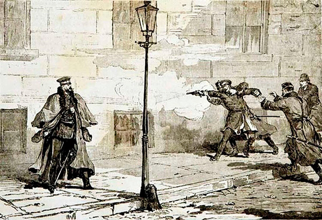 1879 год. Народоволец Соловьев гнался за Александром II по набережной Мойки, сделал пять выстрелов с близкого расстояния, но не попал