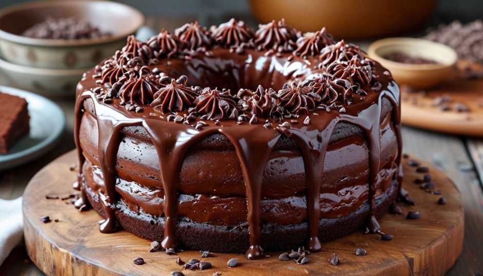 «Сумасшедший» пирог с шоколадным кремом