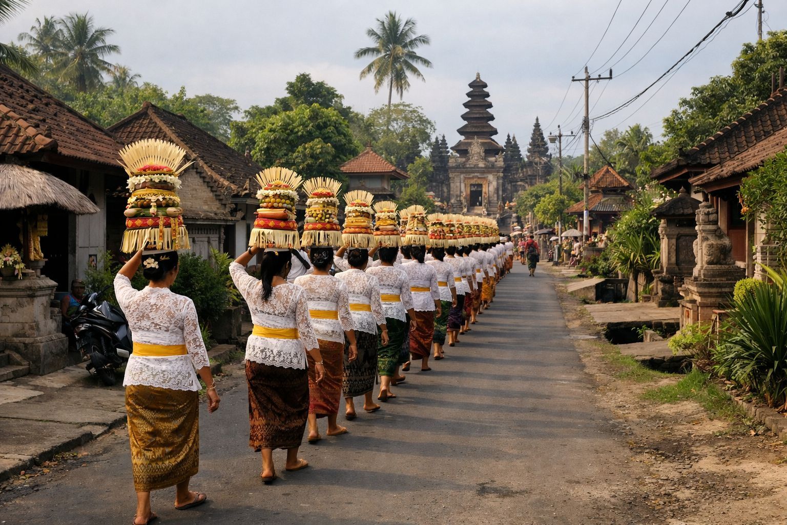 Arti tradisi mapeed di Bali sebagai prosesi berjalan beriringan dalam upacara