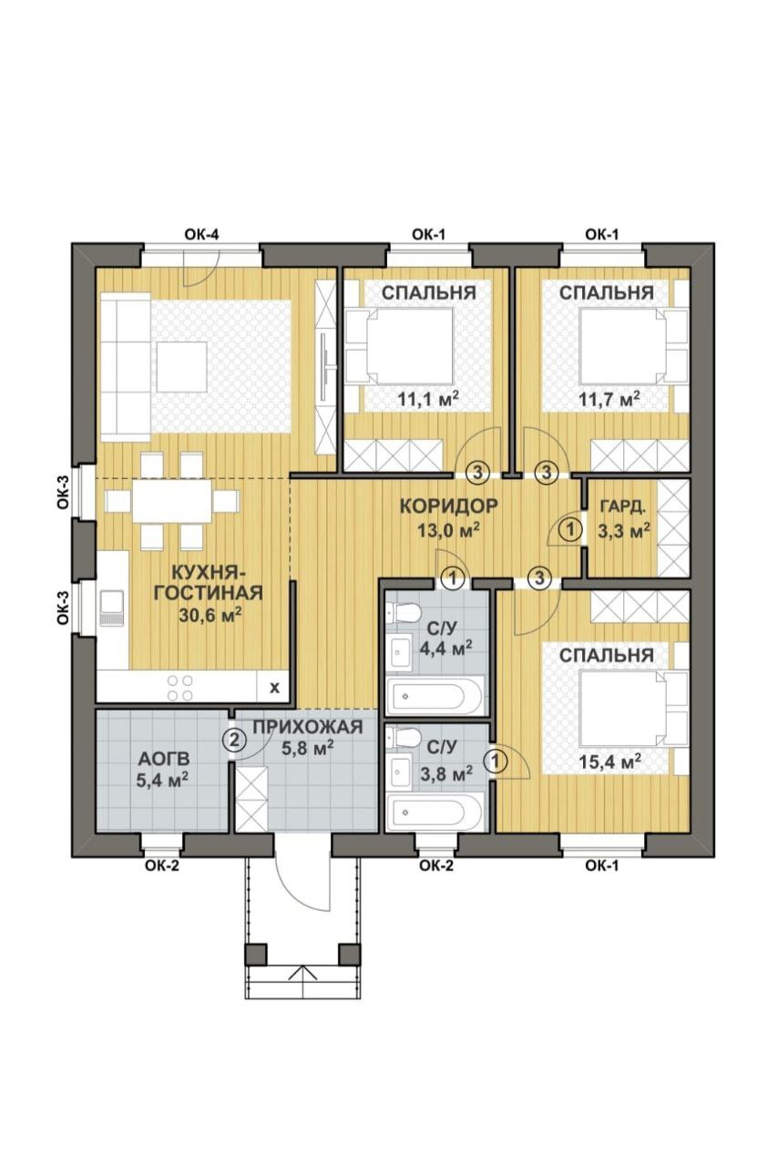 Планировка 107 м²