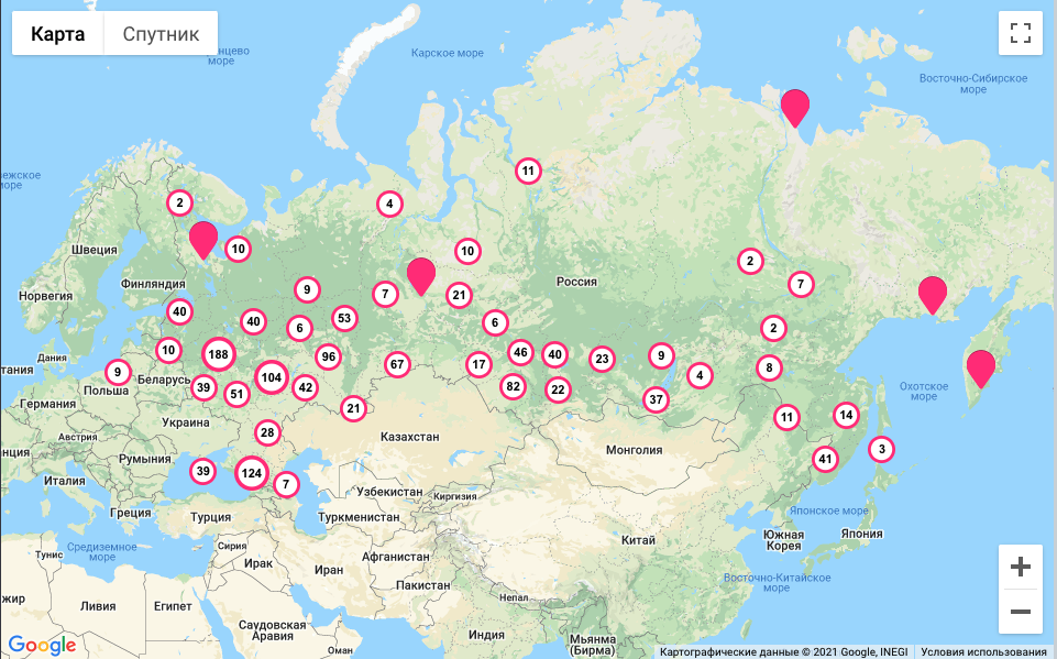 Карта церквей в россии