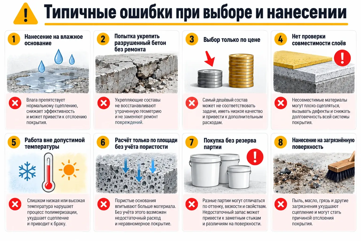 Типичные ошибки при выборе и нанесении полиуретановой грунтовки и пропитки
