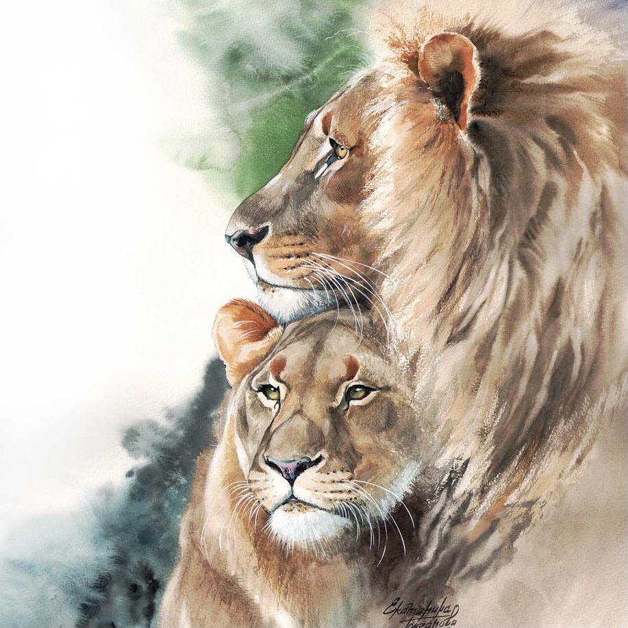 Нежный рисунок со львом