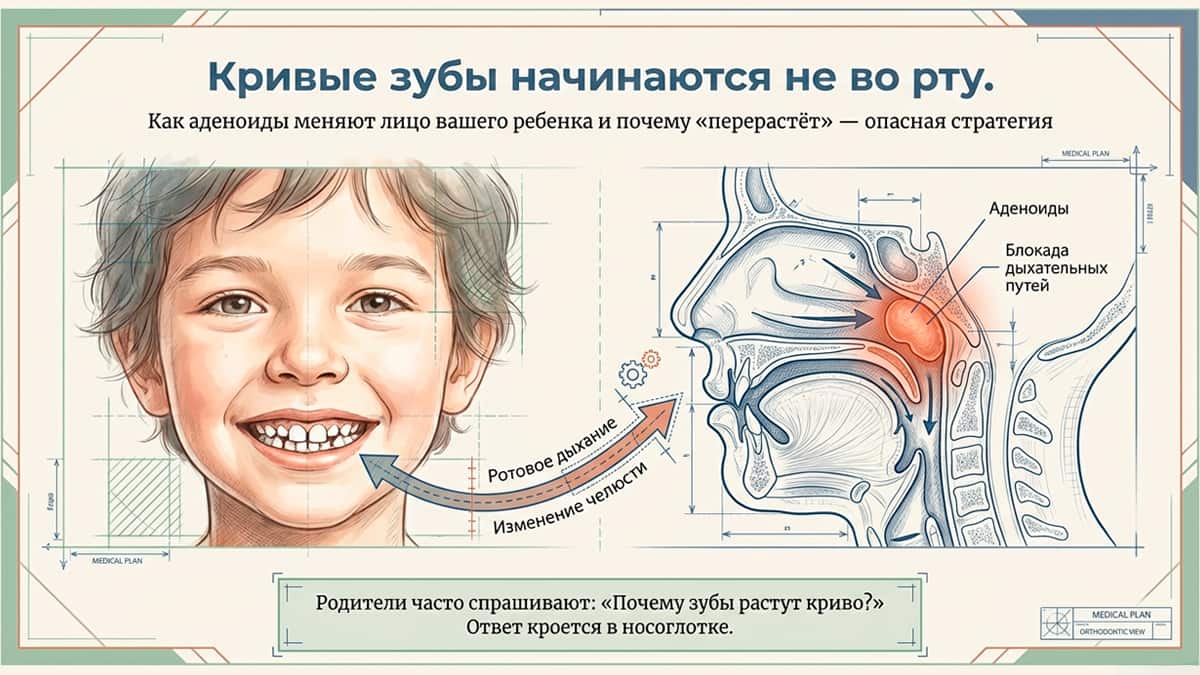 Изменений при хроническом ротовом дыхании и кривые зубы