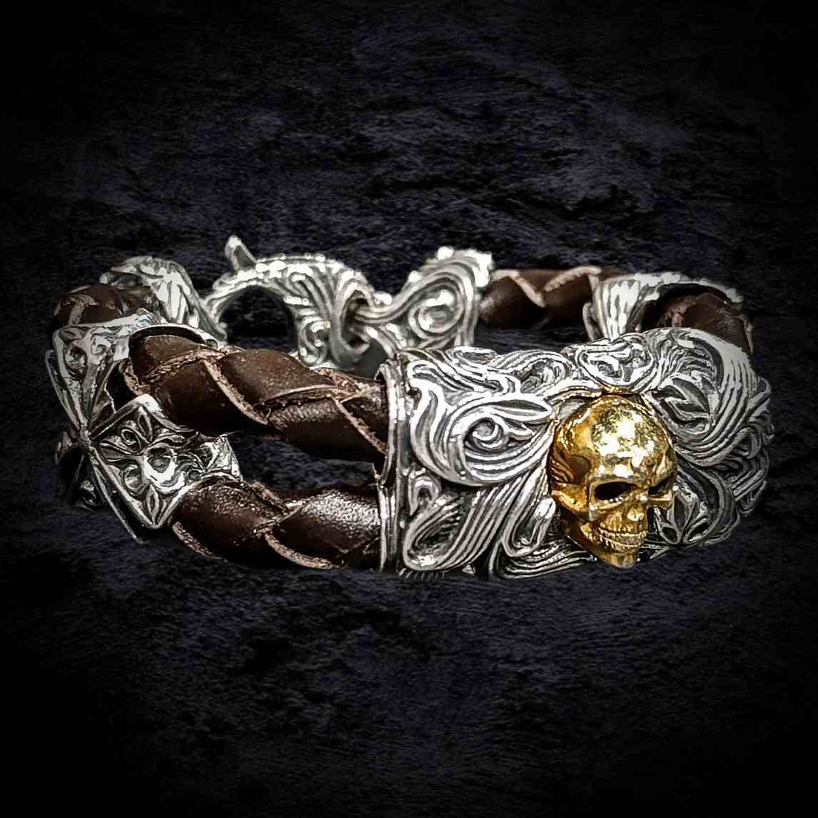 байкерский браслет, тяжёлый мужской браслет, брутальный браслет.
