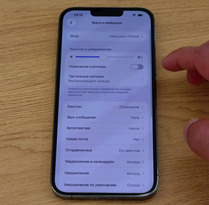 Раздел Звуки и вибрация в настройках iPhone